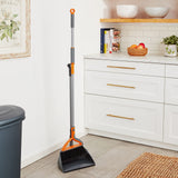 Casabella Quick 'n Easy Upright Broom and Dustpan Set, Multi-Surface for Tile, Wood & Laminate Floors, Gray