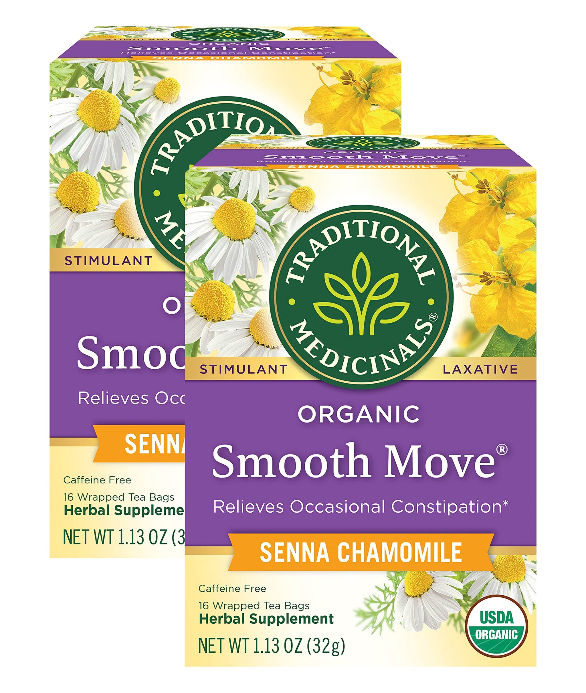 Traditional Medicinals Organic Smooth Move Herbal Tea Chamomile 2-pack;32 Count.