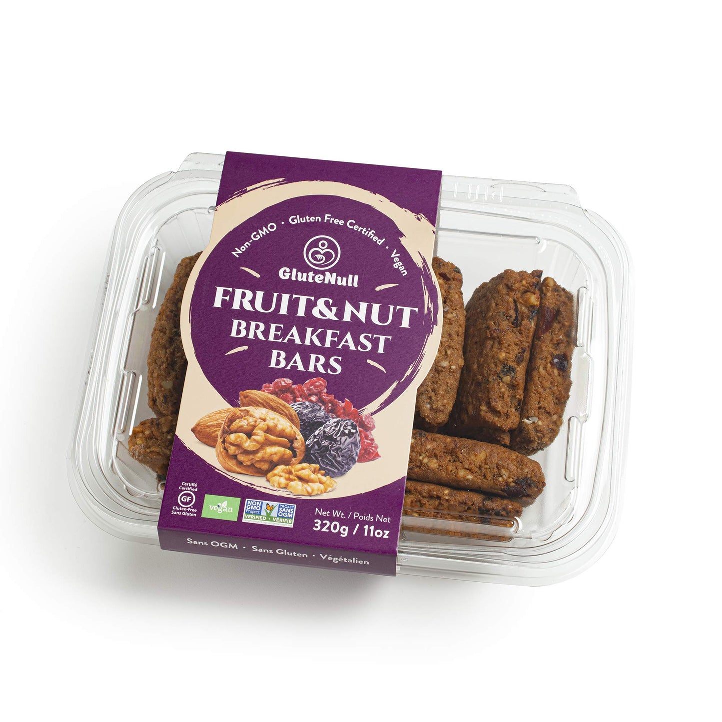 GluteNull Fruit & Nut Breakfast Bars, Gluten Free, Plant Based, Low Sugar, Good Source of Fiber, 11oz