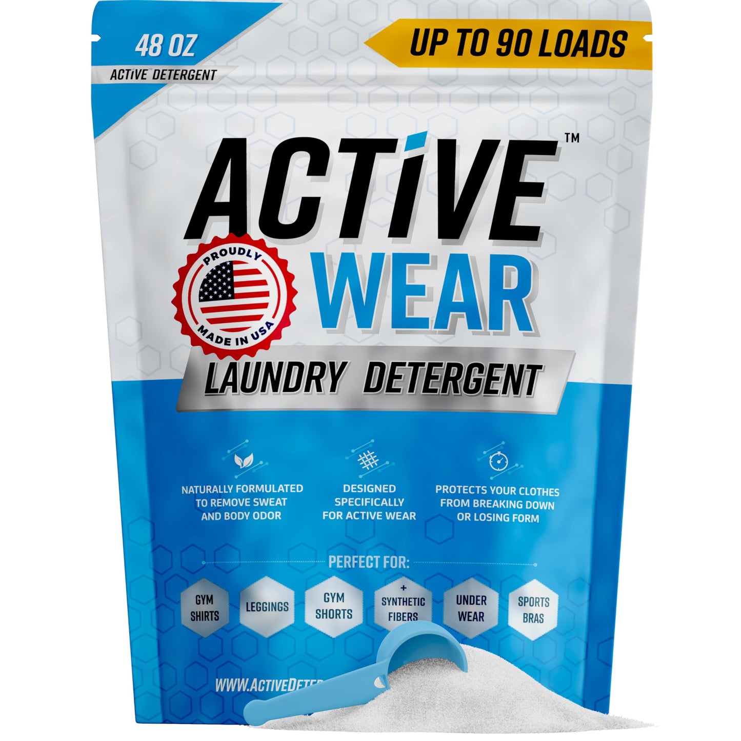 Active Wear Laundry Detergent & Soak - Formulated for Sweat and Workout Clothes - Natural Performance Concentrate Enzyme Booster Deodorizer - Powder