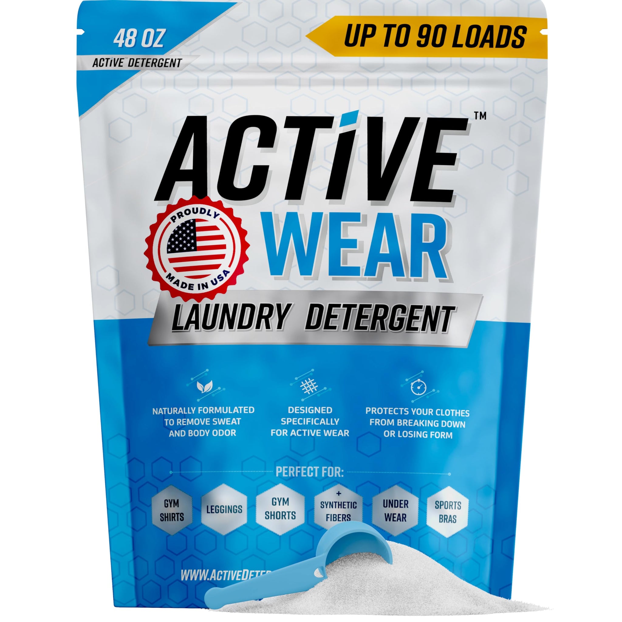 Active Wear Laundry Detergent & Soak - Formulated for Sweat and Workout Clothes - Natural Performance Concentrate Enzyme Booster Deodorizer - Powder