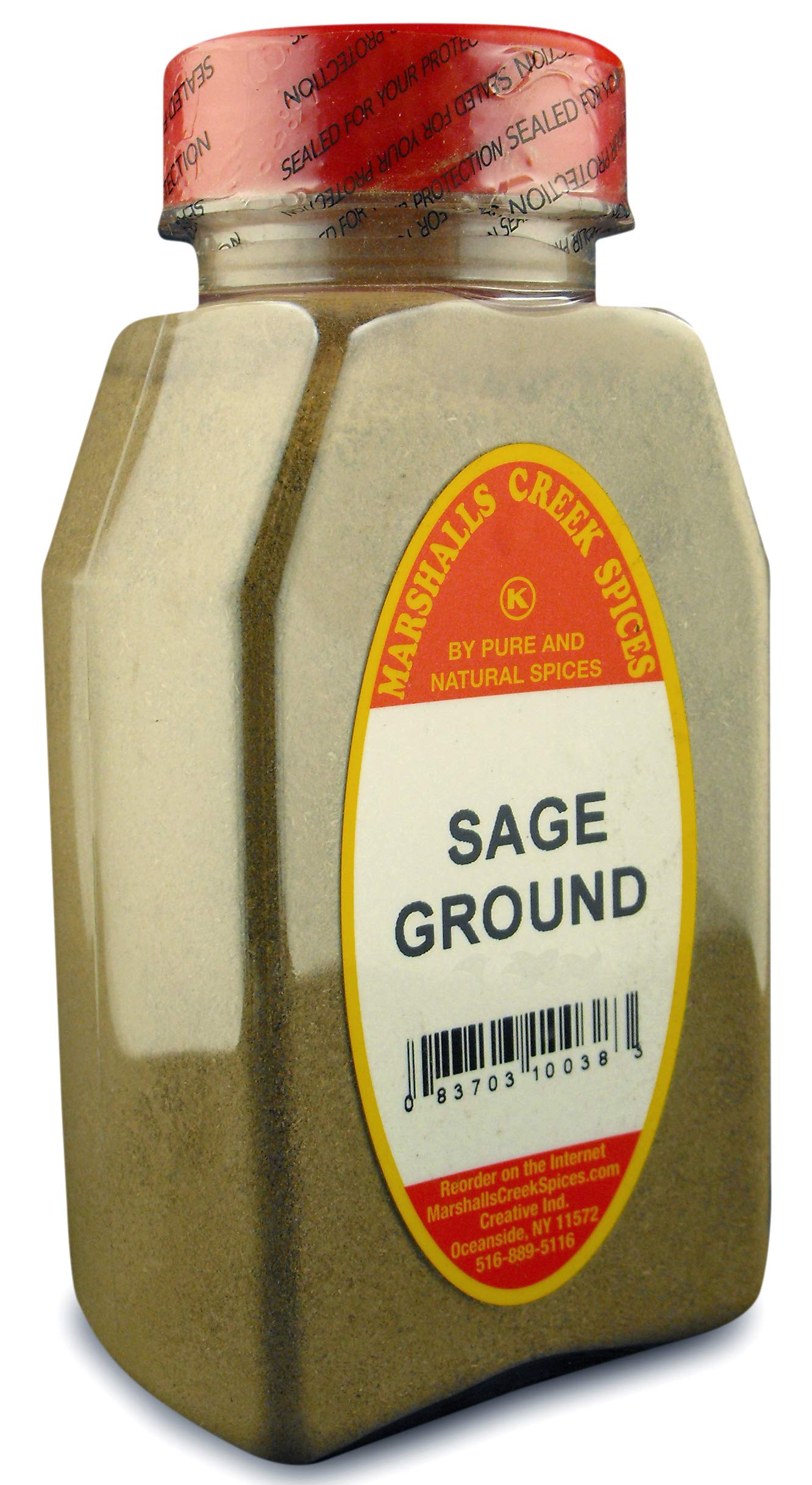 SAGE GROUND FRESHLY PACKED IN LARGE JARS, spices, herbs, seasonings 7 oz