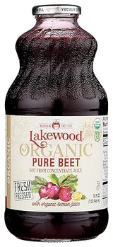 Lakewood Organic Pure Beet, Fresh Pressed, Beetroot, Bottle,Can, 32 Fl Oz, Pack of 6