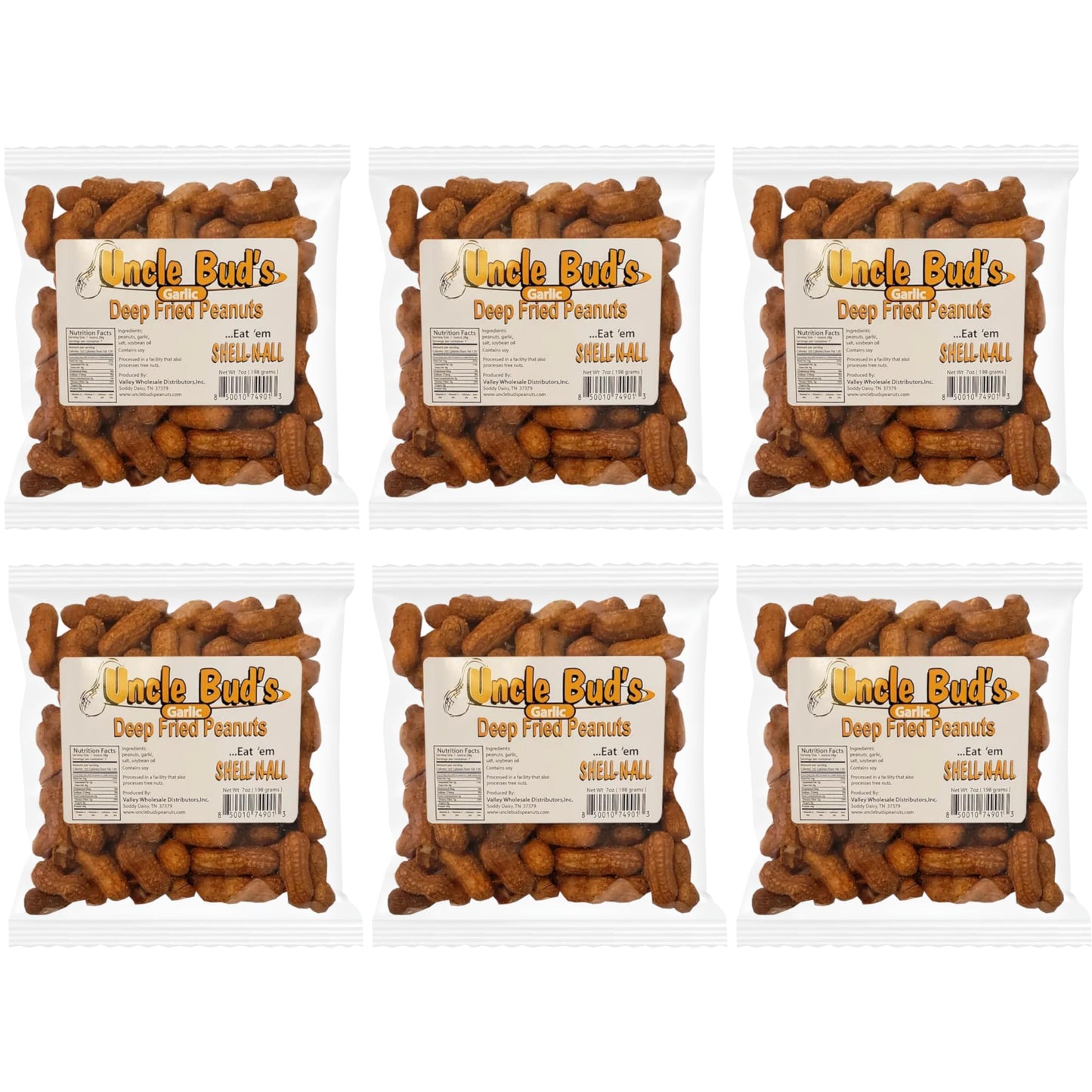 Deep Fried Peanuts -Eat em Shell & All! (Garlic) 6 PACK
