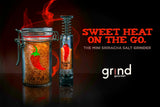 Sriracha, Grind Gourmet™ Sriracha Flavored Salt and Salt Grinder Gift Set, Jar of Sriracha Flake Salt and Salt Grinder, Reusable Pepper Grinder or