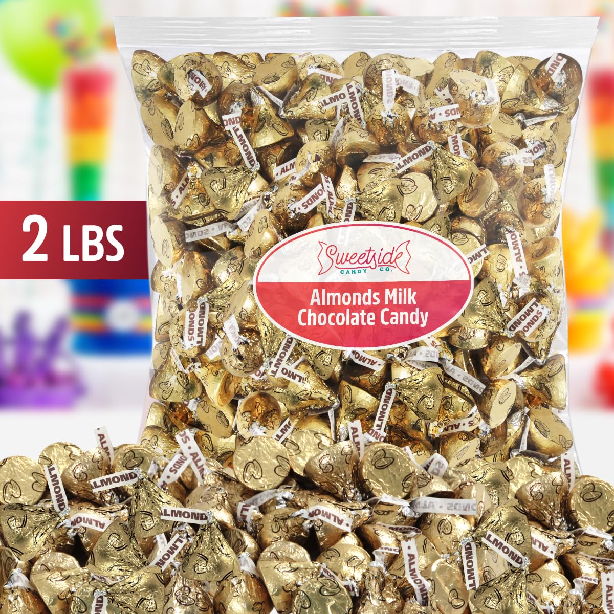 Almond Kisses, 2lb Pack of Chocolate Kisses Bulk, Ideal Gold Chocolate for Parties, Events or Stocking Up on Your Favorite Chocolates, Perfect Gold