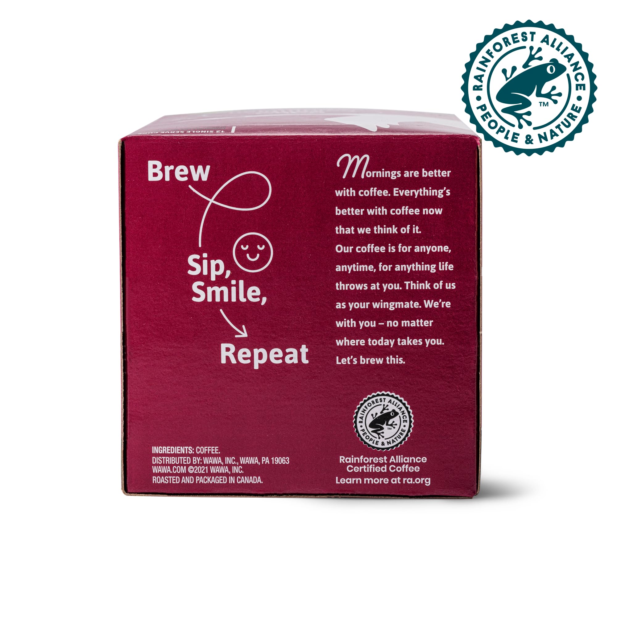 Wawa Colombian Medium Roast Single Cup Coffee Pods, 12 Pods, 1 Box, Medium Bodied Blend, Chocolate & Fruit Notes, Single Serve, 100% More Responsibly