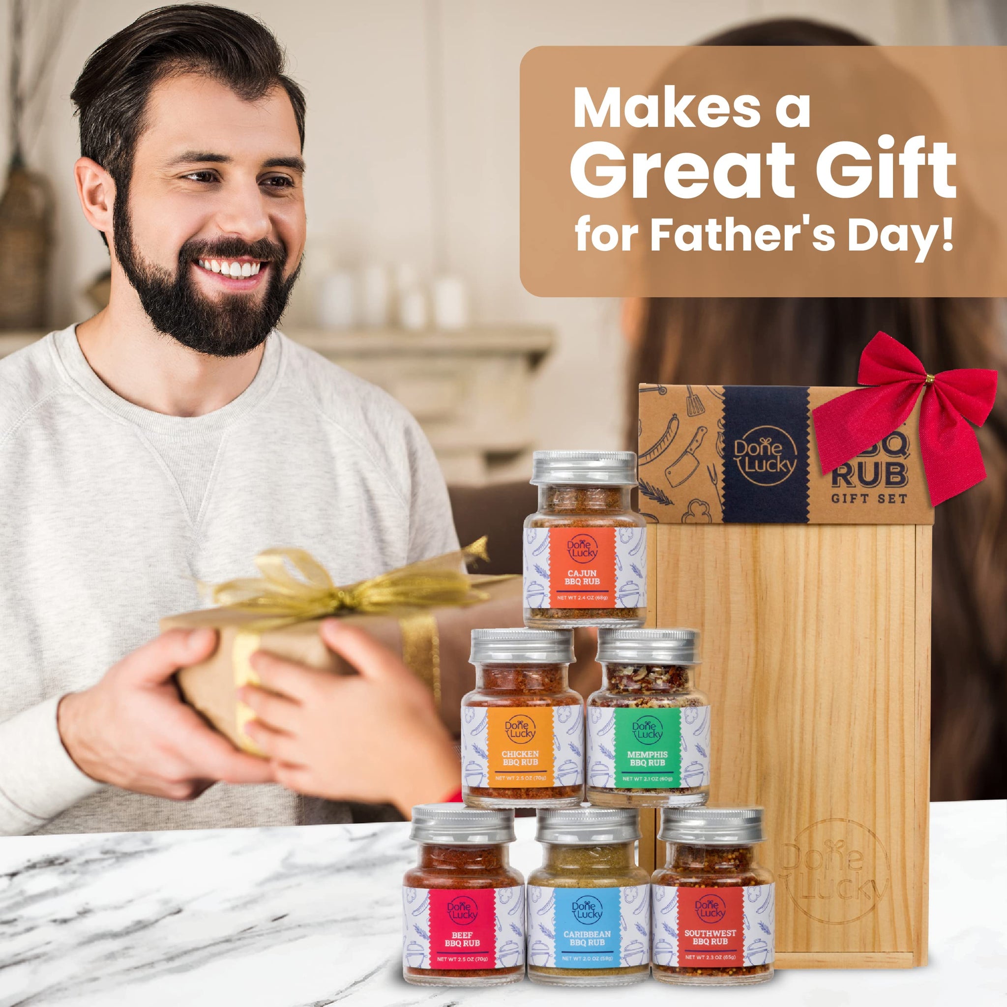 BBQ Rub Gift Set - Spice Gift Set in Premium Wooden Box - Great Grilling Gift for Father's Day, Christmas, Birthday for Him, Dad, Men, or Her - Unique
