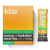 KLAR Energy + Hydration Drink Mix Pineapple Ginger Flavor. Sugar Free Electrolyte Powder, Natural Caffeine, Nootropics and B Vitamins, Energy Drink