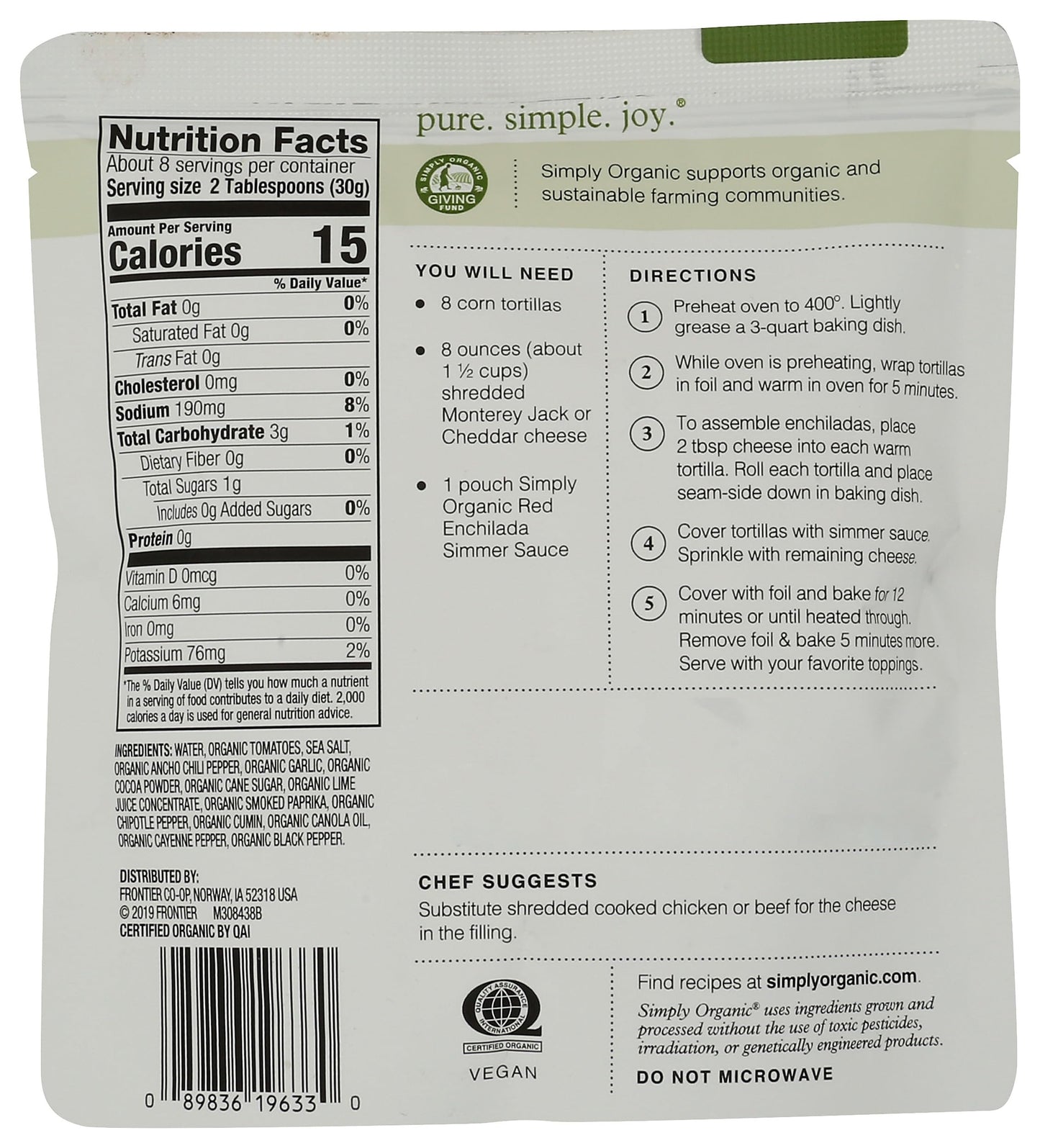 Simply Organic Red Enchilada Simmer Sauce, Certified Organic | 8 oz