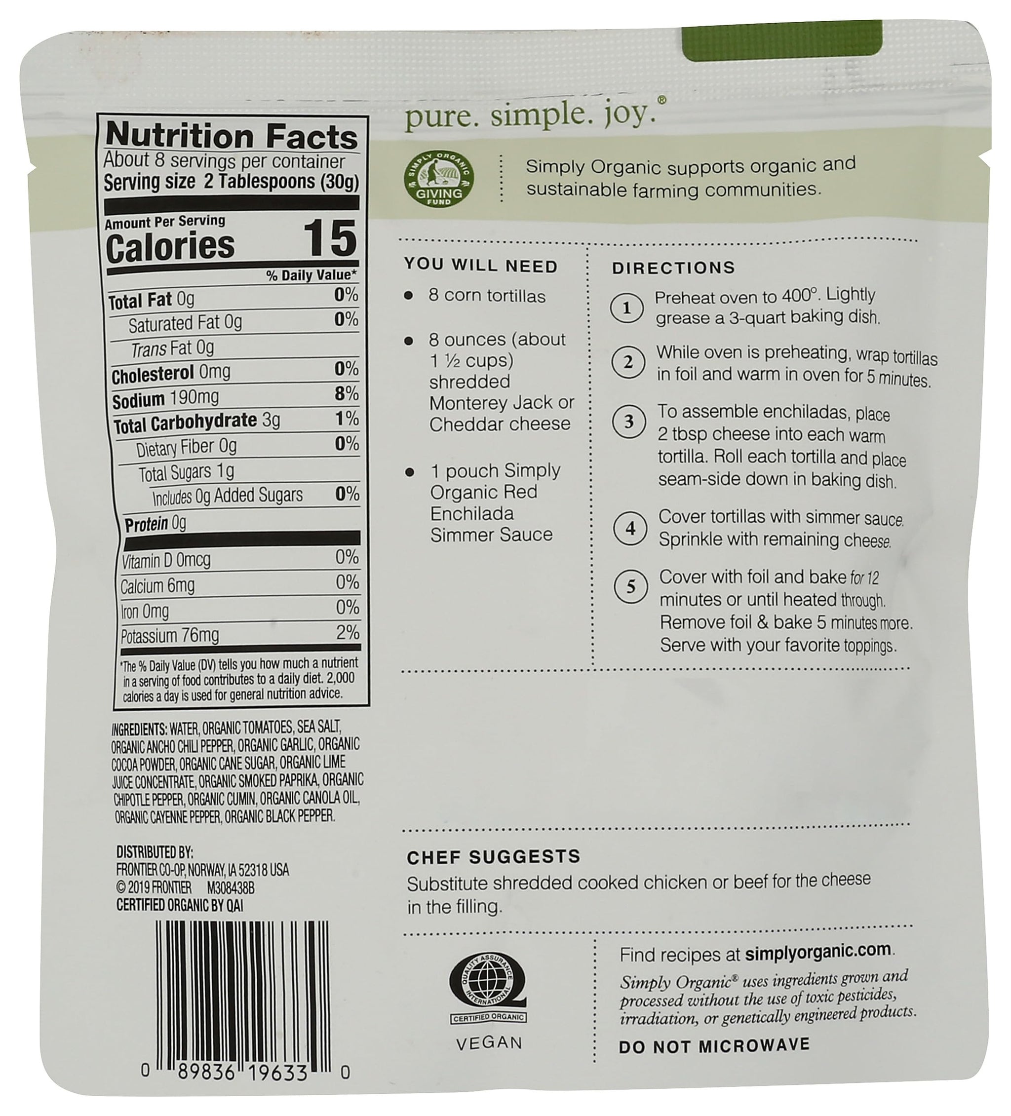 Simply Organic Red Enchilada Simmer Sauce, Certified Organic | 8 oz