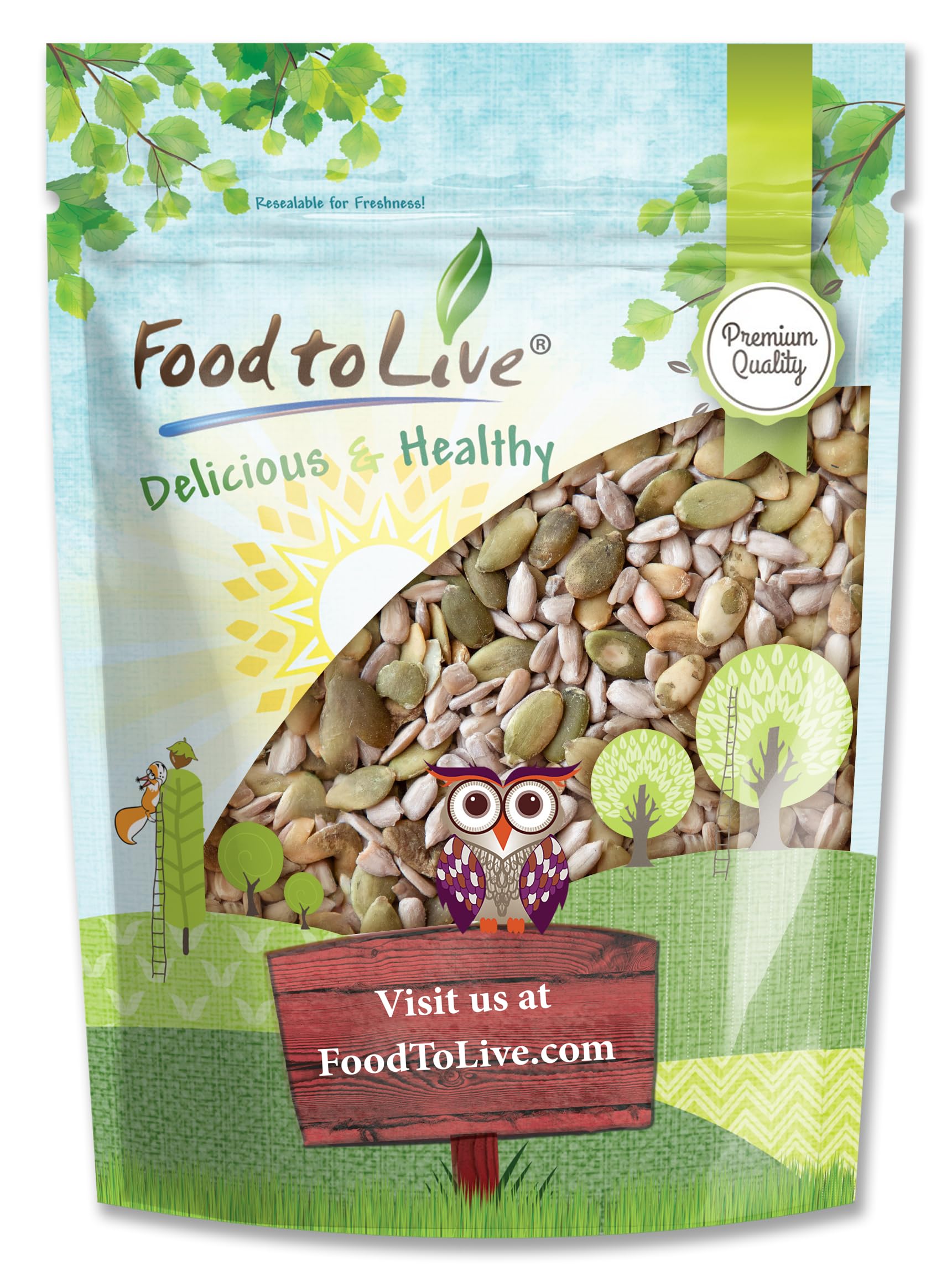 Food to Live Sunflower and Pumpkin Seed Mix, 1 Pound - Natural Snack, Rich in Protein, Perfect for Snacking, Baking and Salads, Raw, Vegan, Kosher