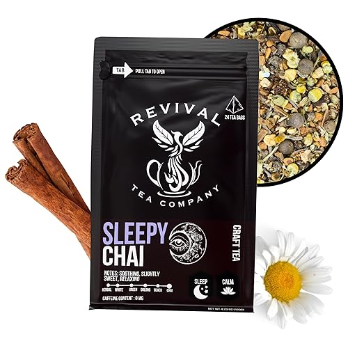 Revival Tea Company Sleepy Chai Tea - Rooibos Chai Tea Red Tea Blend with Valerian Root and Fresh Spiced Chai Flavor - Caffeine Free - Loose Leaf 8