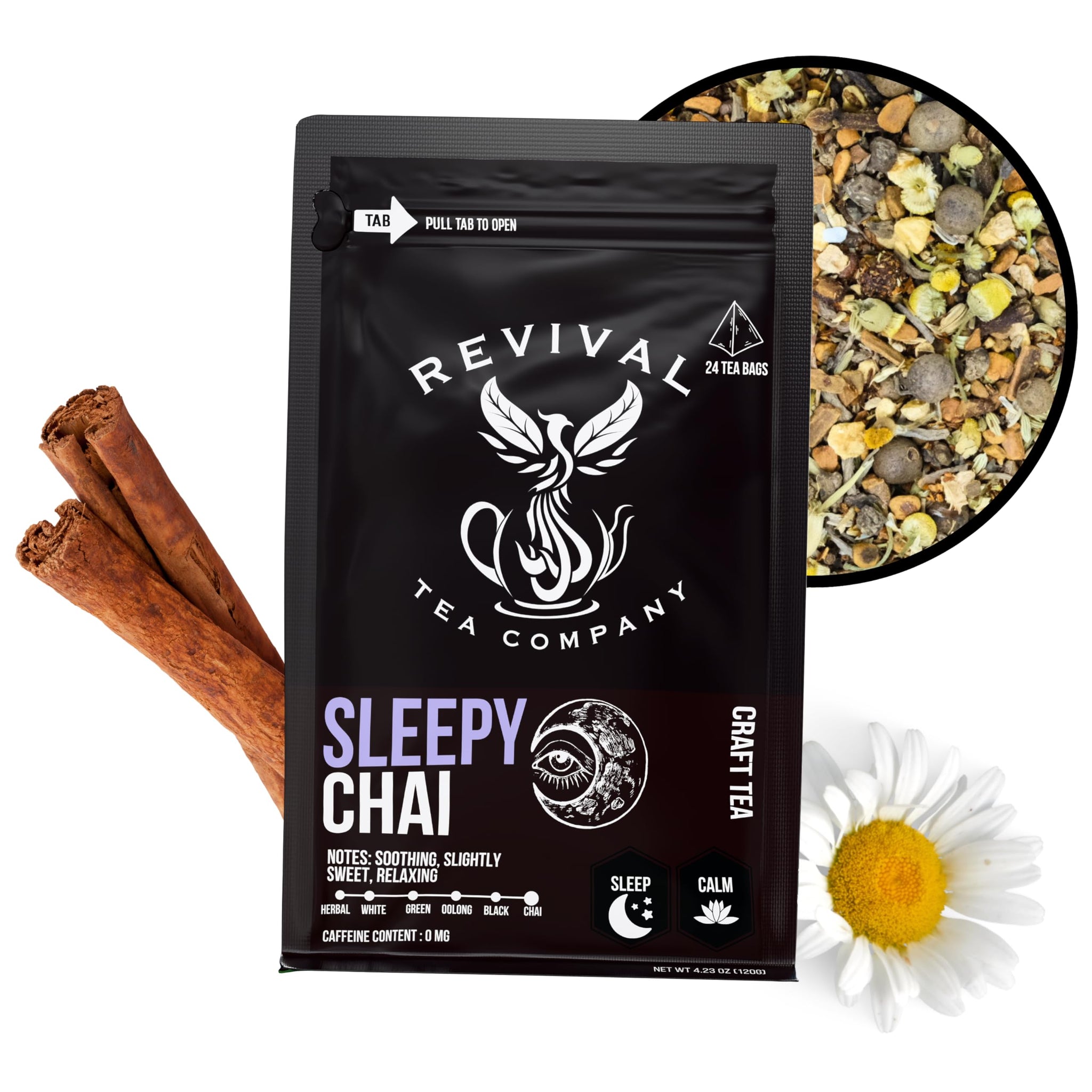 Revival Tea Company Sleepy Chai Tea - Rooibos Chai Tea Red Tea Blend with Valerian Root and Fresh Spiced Chai Flavor - Caffeine Free - Loose Leaf 8