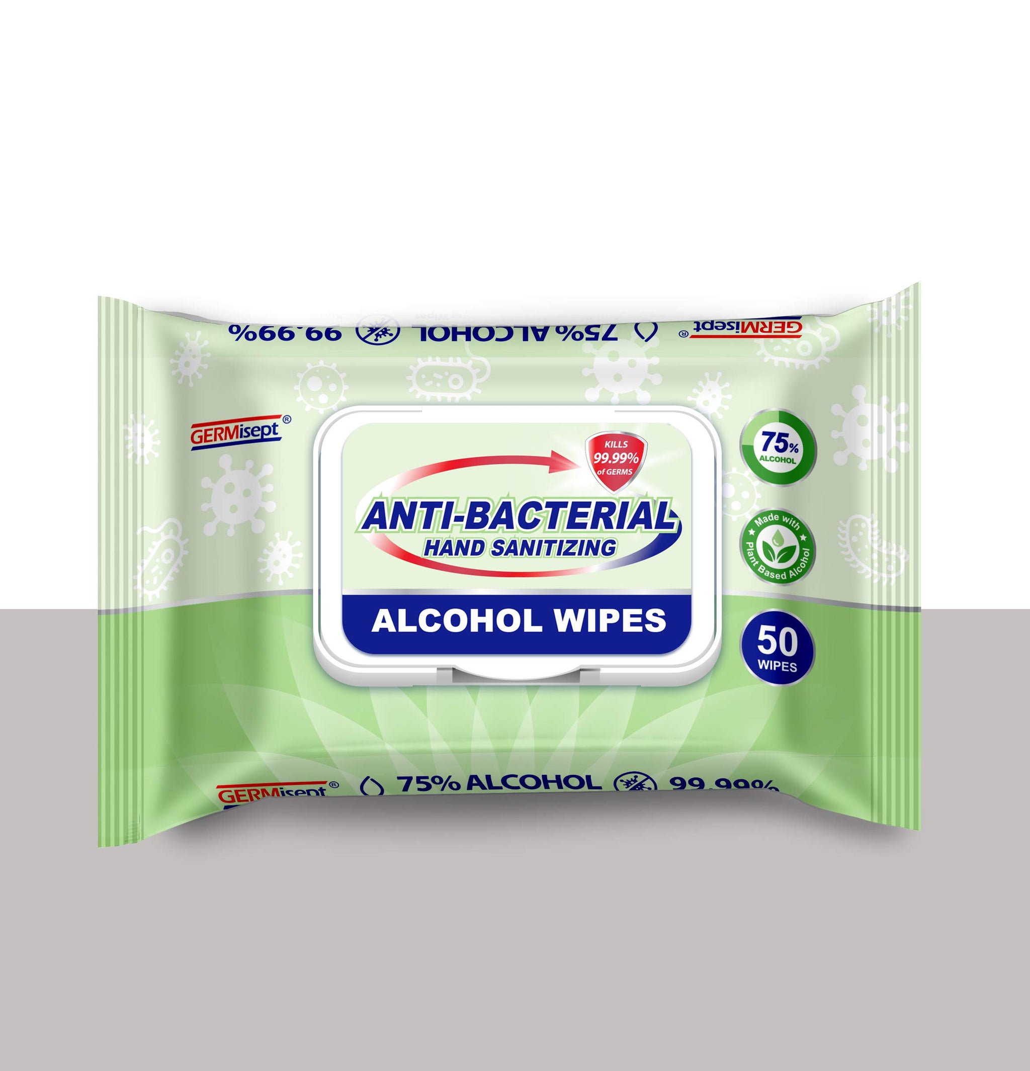 Freshnaps Germisept 75% Alcohol Advanced Hand Sanitizing Wipes | 50 Count per Pack x Pack of 3 = 150 Wipes