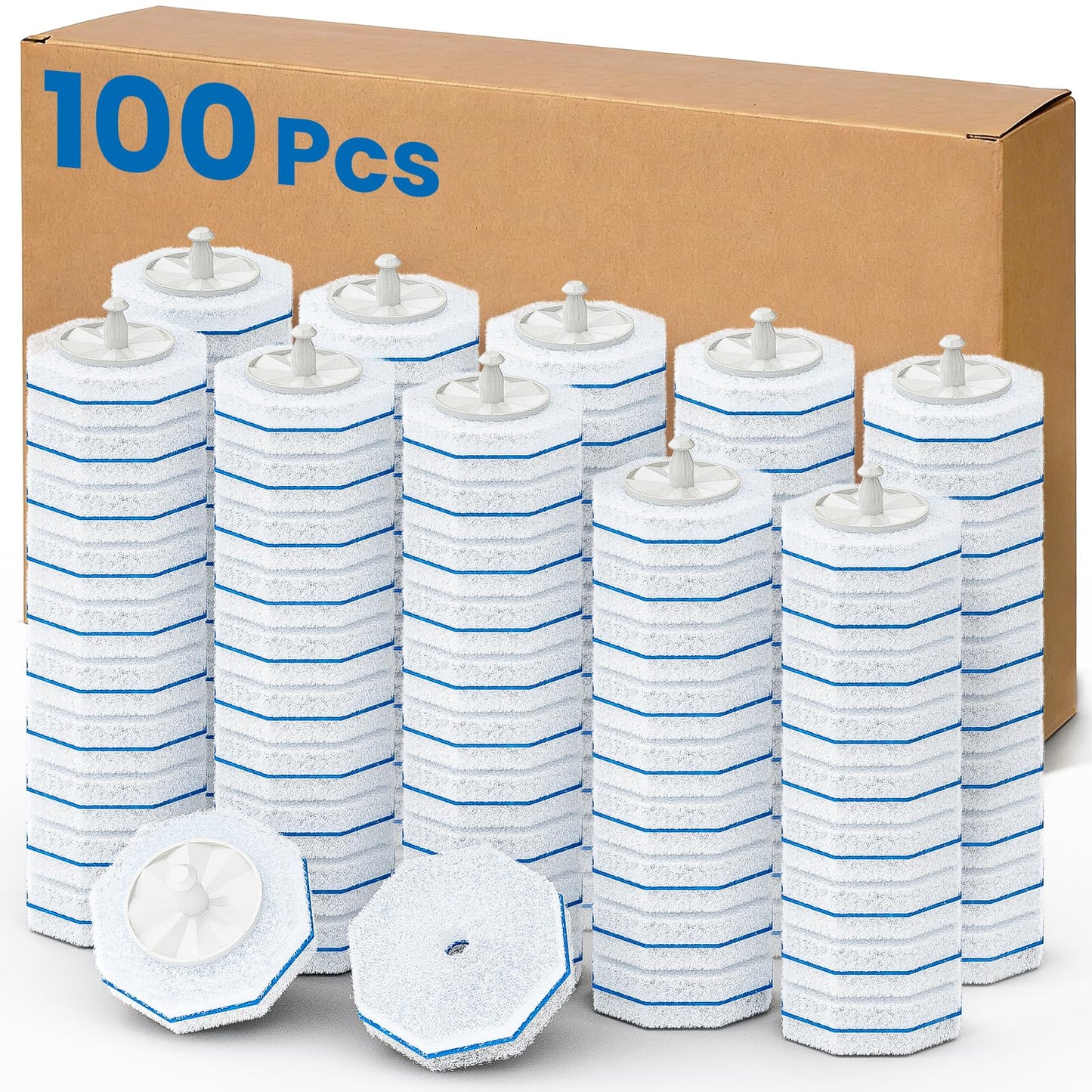 Dobyusf 100 Count Toilet Wand Refills, Disposable Replacement Toilet Brush Heads, Universal Fit Most Toilet Wand Systems, Upgrade Fiber Cleaning Pads
