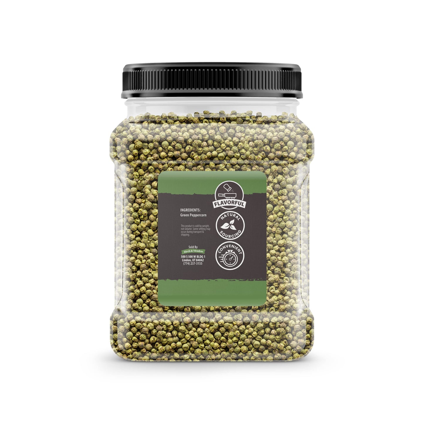 Birch & Meadow 1.25 lb of Green Peppercorns, Fresh & Mild Flavor, Whole & Dried