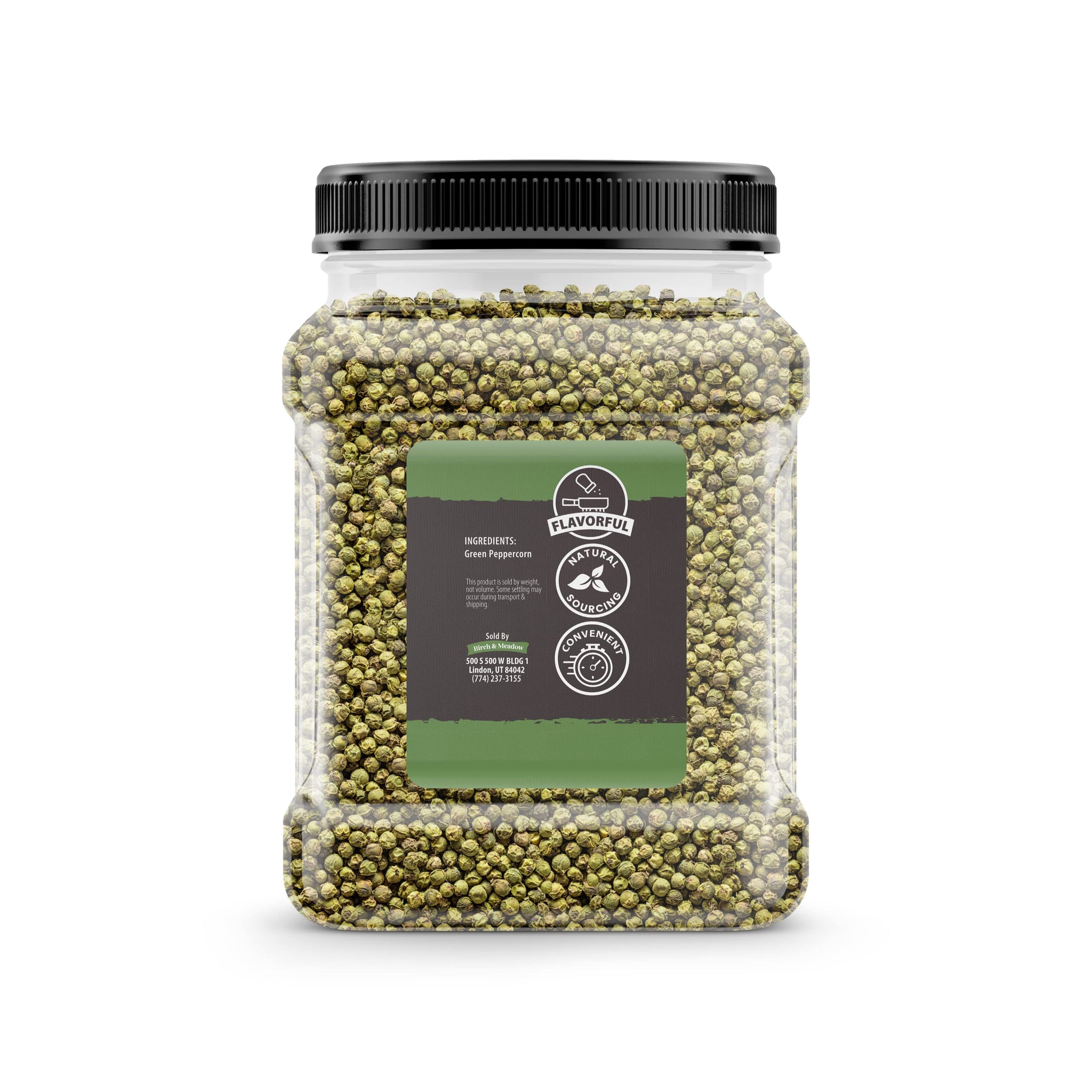 Birch & Meadow 1.25 lb of Green Peppercorns, Fresh & Mild Flavor, Whole & Dried