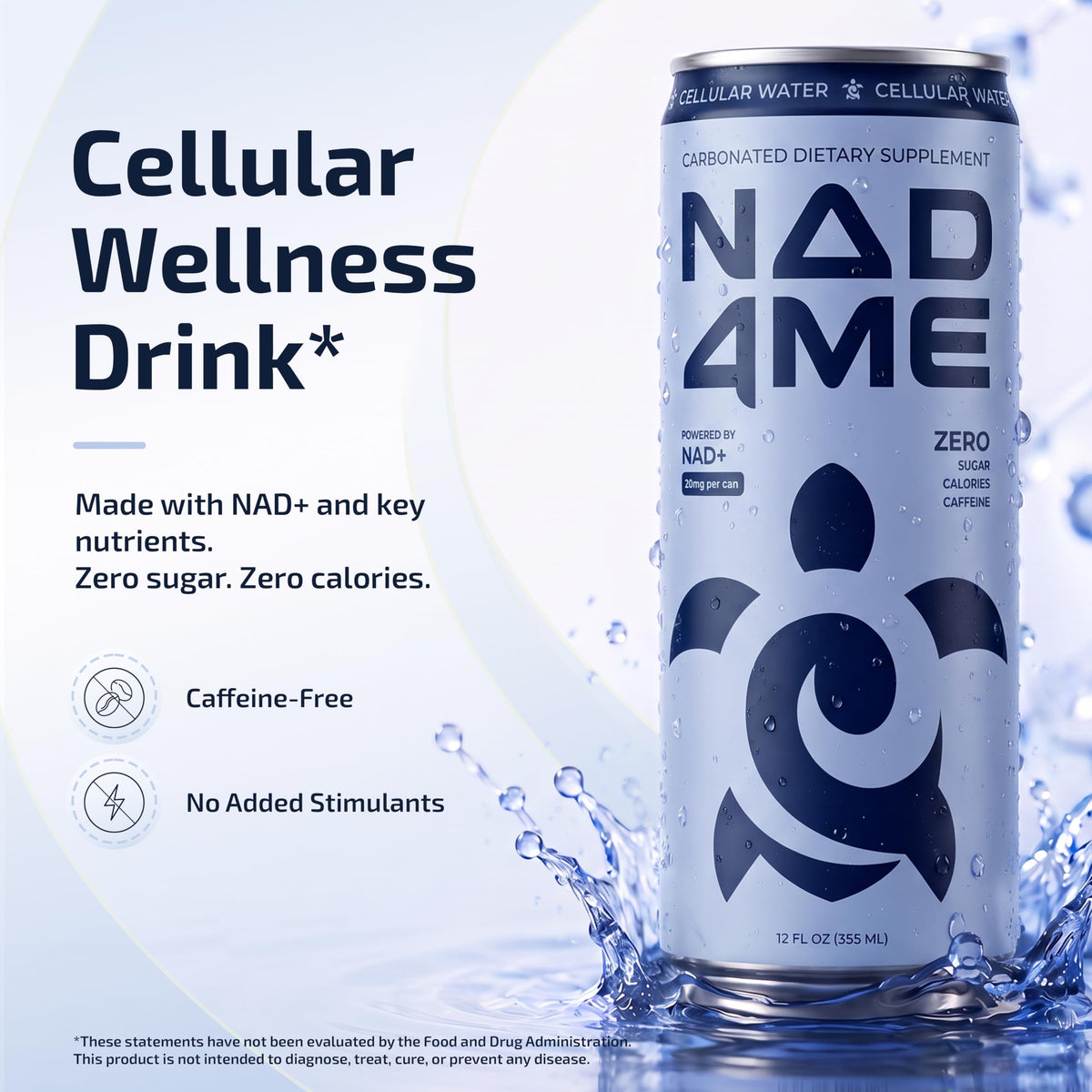 NAD4Me Cellular Energy Water, Zero Sugar, Zero Caffeine, 4-Pack