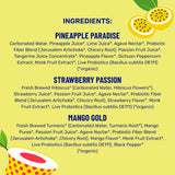 wildwonder Sparkling Probiotic Drink 12pk, For Gut Health & Immune Support, Tropical Vibes Variety, 5g Prebiotic Fiber, Live Probiotics, Organic