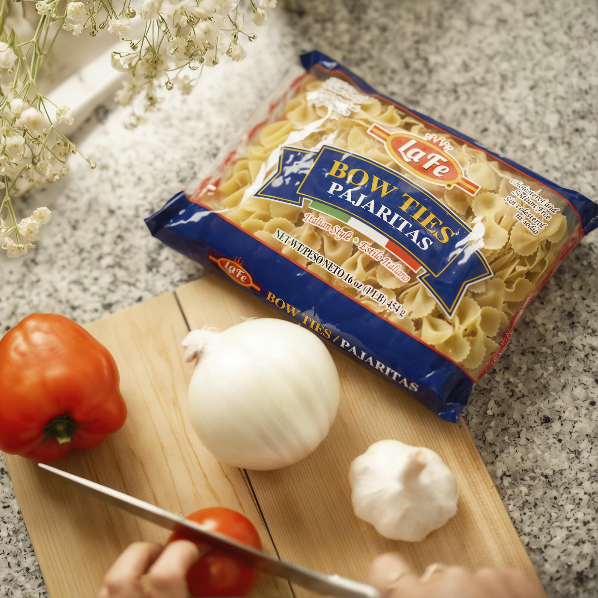 La Fe Bow Ties Parajitas Pasta 16oz - 3 Pack - Unenriched Semolina Wheat Italian Farfalle Pasta - Cholesterol & Sodium Free