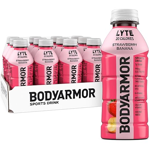 BODYARMOR Lyte Sports Drink Low-Calorie Sports Beverage, Strawberry Banana, Coconut Water Hydration, Natural Flavors with Vitamins, Potassium-Packed