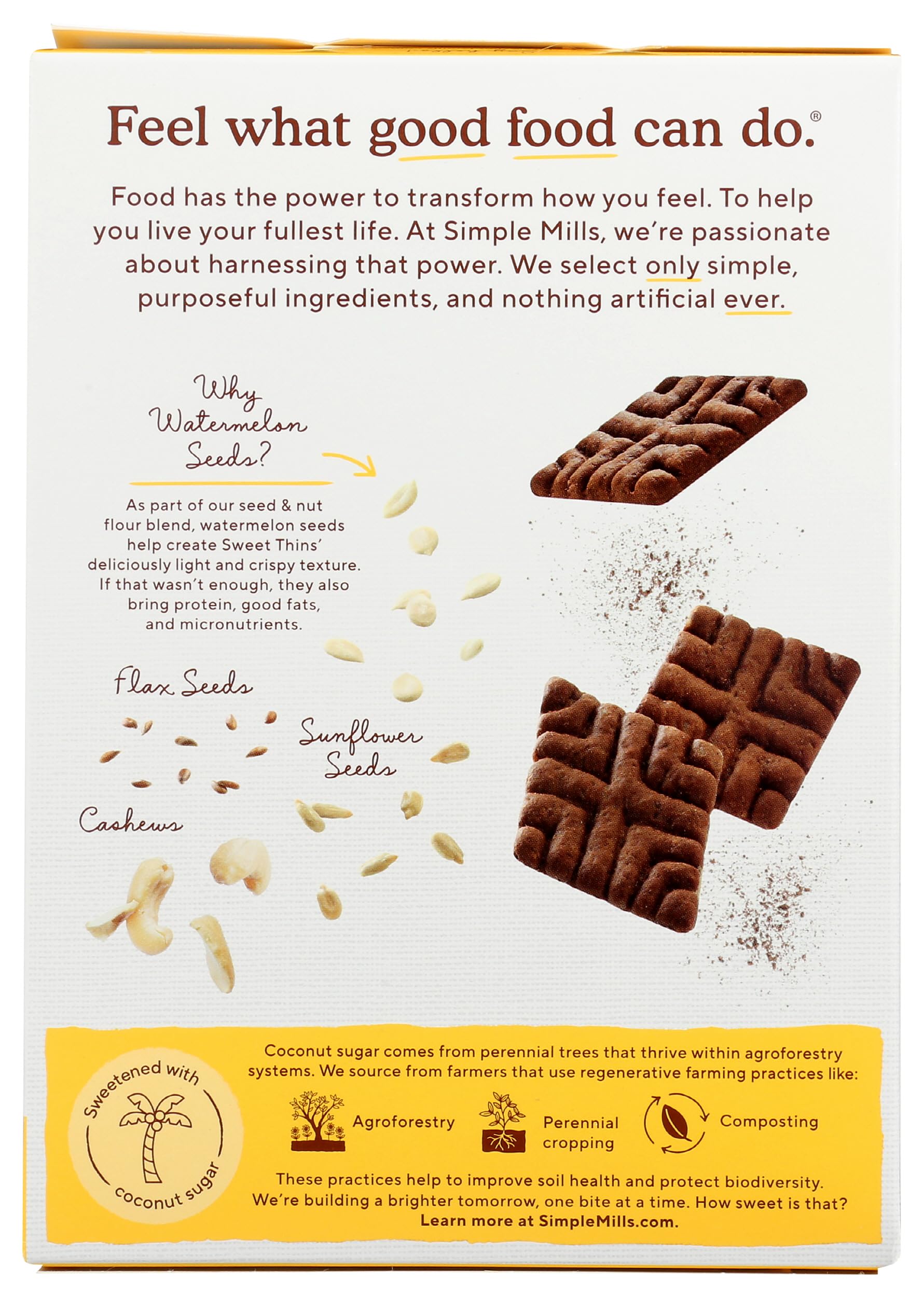 Simple Mills Chocolate Brownie Seed & Nut Flour Sweet Thins, Paleo Friendly & Delicious Sweet Thin Cookies, Good for Snacks, Nutrient Dense, 4.25 oz