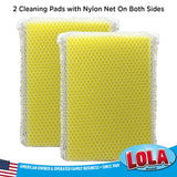 LOLA Microfiber & Nylon Net Sponges, 4 Pack, 2 Dual Sided Non Scratch Sponge Pads & 2 w/Microfiber Cloth One Side and Netting on the Other Side