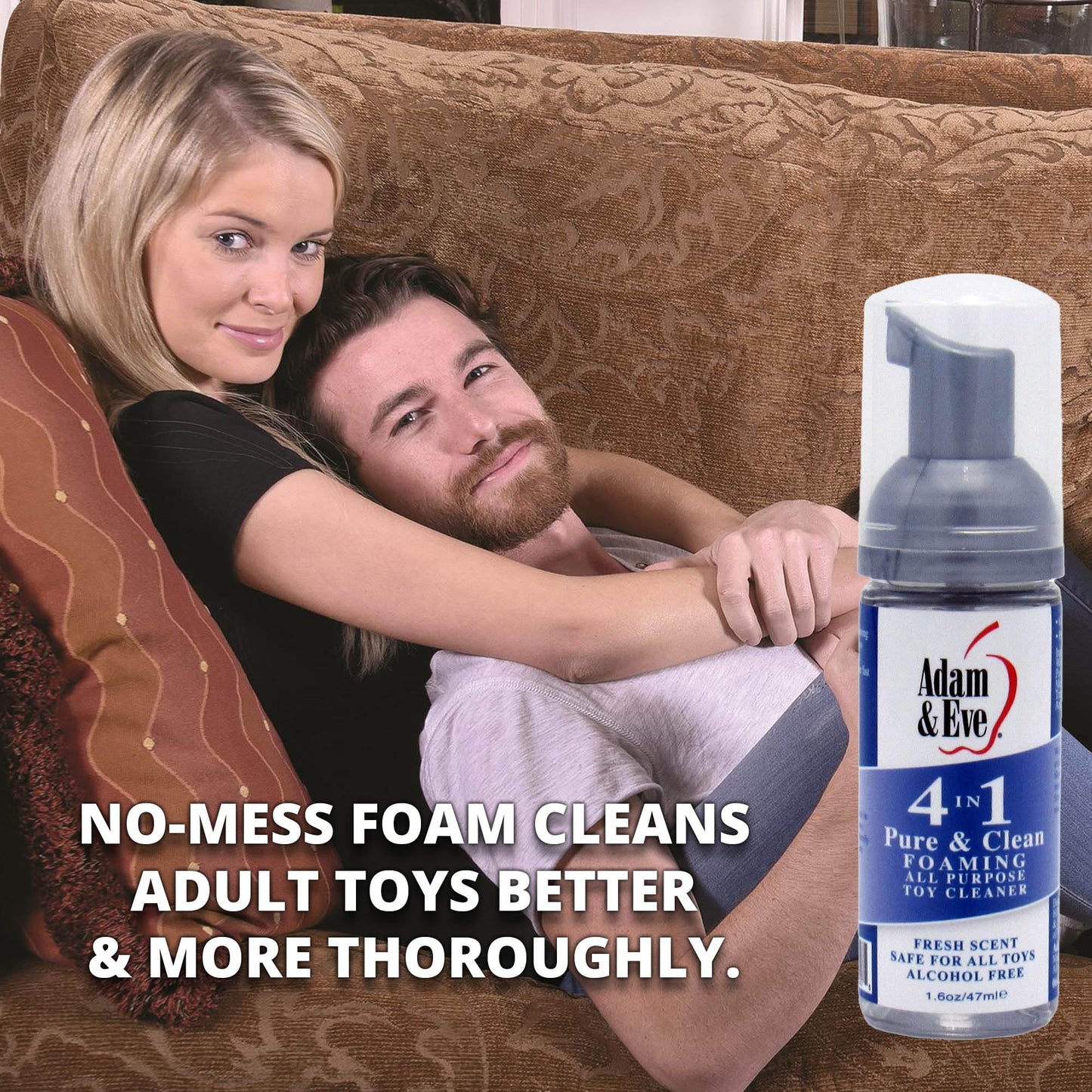 Adam & Eve Sex Toy Cleaner, 4 In 1 Pure And Clean Foaming Adult Toy Cleaner, Fast Acting Misting Spray For Adult Toys, Vibrators, Dildos, Tea Tree Oil