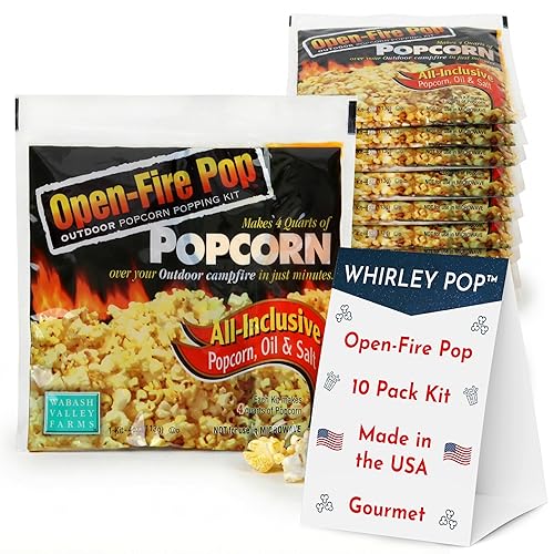 Wabash Valley Farms Open Fire Popcorn Popping Kits - All-You-Need Movie Night Kit - Includes Yellow Popcorn Kernels, Salt & Oil For Outdoor Popping
