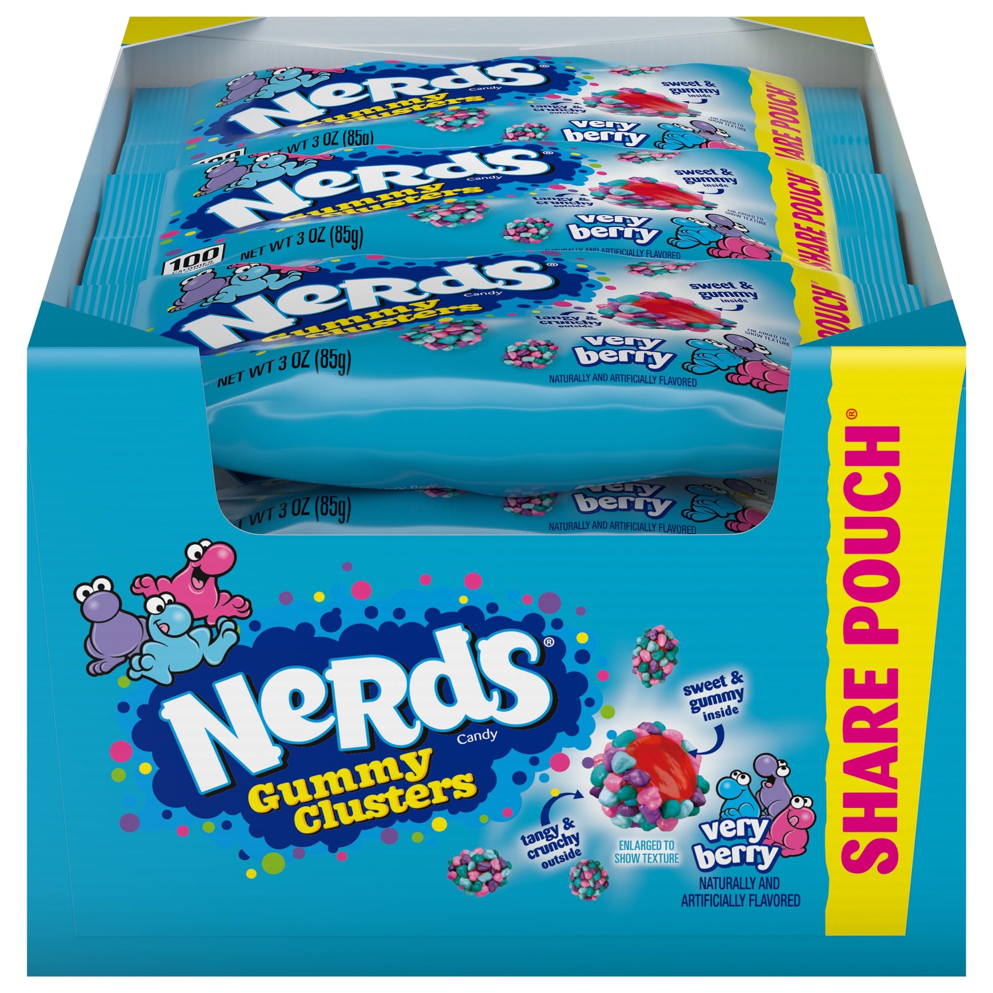 NERDS Gummy Clusters Candy, Very Berry, Crunchy and Gummy, 3 oz (Pack of 12)