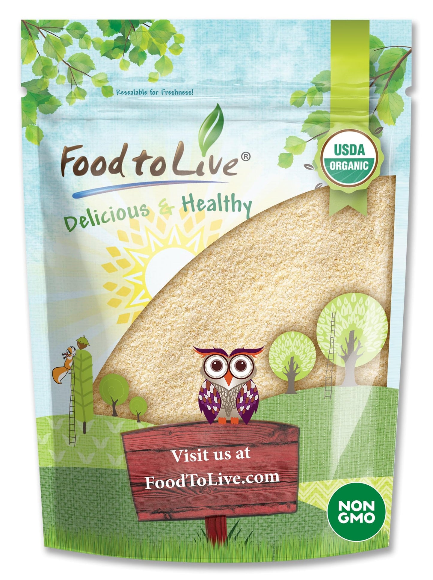 Food to Live Organic Italian Semolina Flour, 1 Pound - Premium Durum Wheat, Perfect for Pasta and Pizza Dough, Ideal for Authentic Italian Recipes.