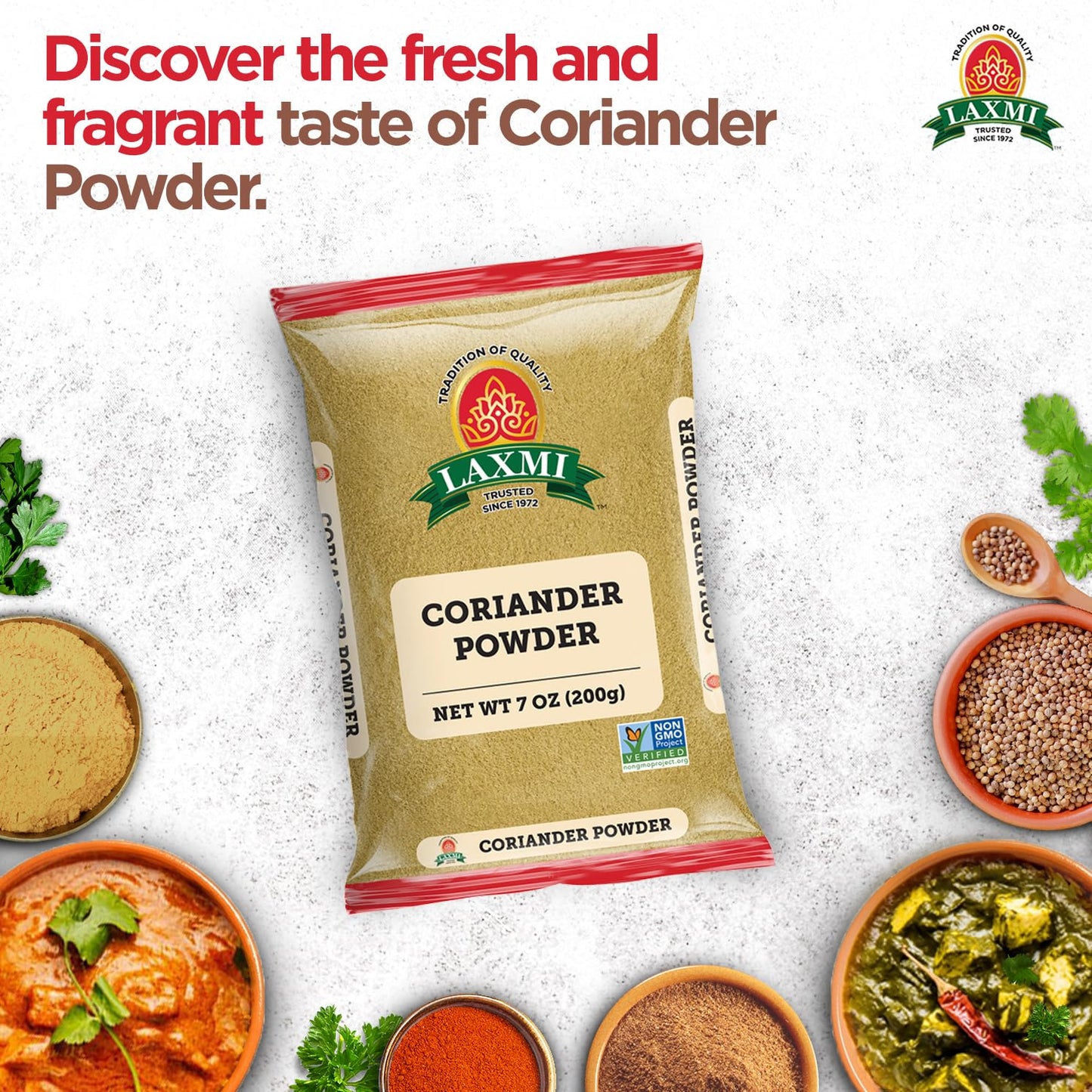 Laxmi Coriander Powder 200gm (7 Oz) | Natural Ground Coriander | Premium quality and high value | Non-GMO Coriander, ground | Free of Adulterations
