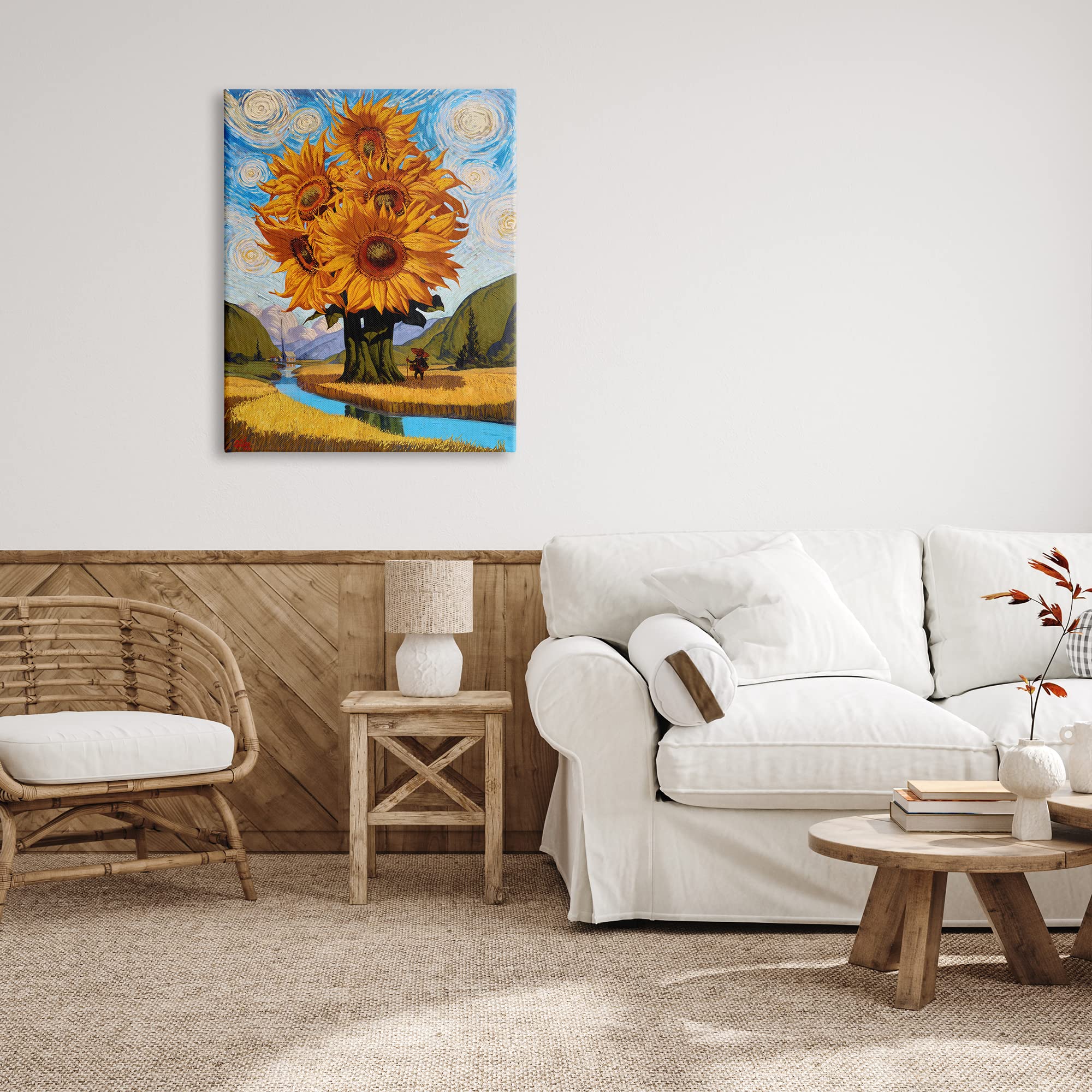 Stupell Industries Giant Sunflower Stalk Country Side Landscape Spiral Sky Canvas Wall Art, Design by Thomas Fluharty
