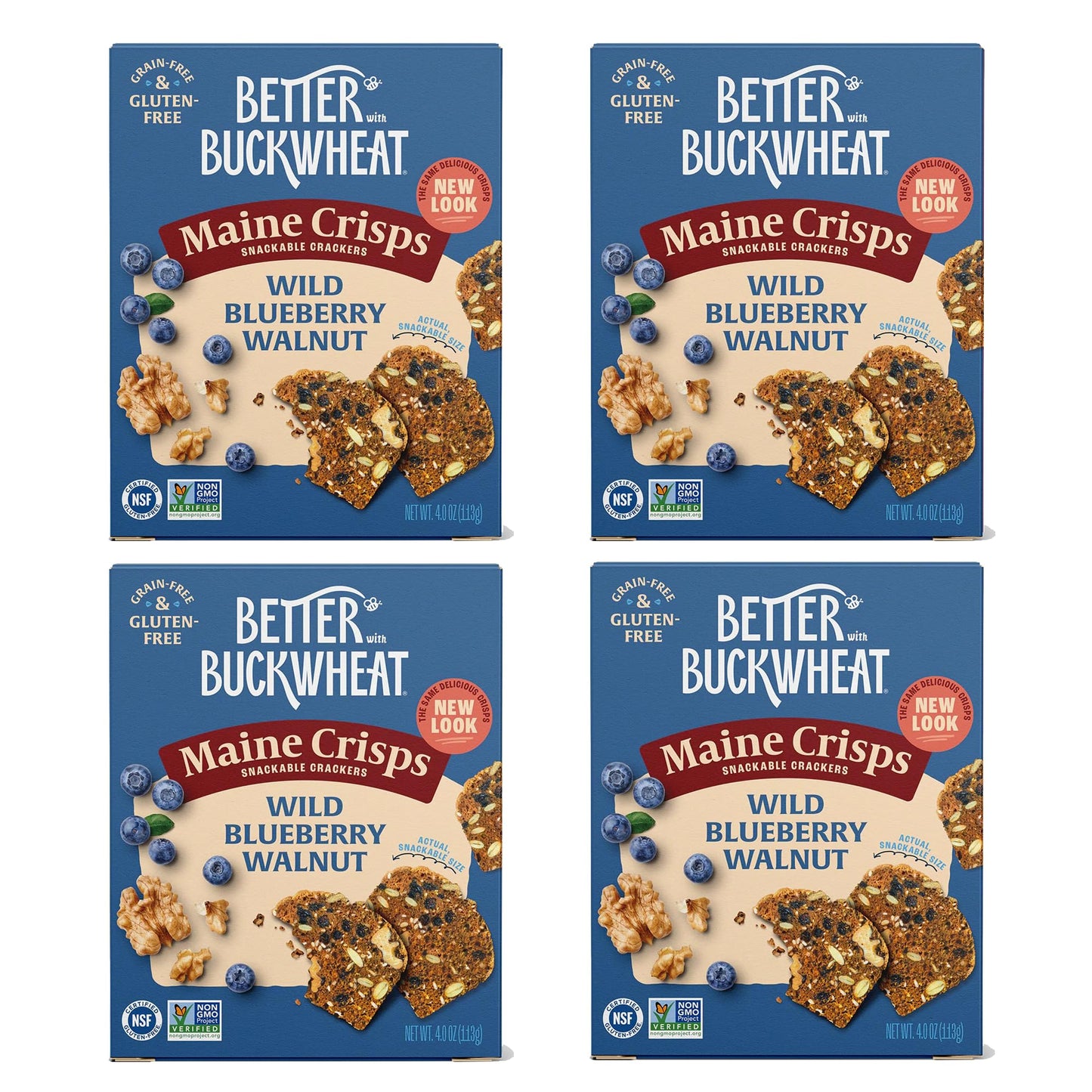 Maine Crisp Wild Blueberry Crisps - Gluten-Free Crackers With Blueberries, California Walnuts & Rosemary - Delicious Snack Crackers for Cheese Board