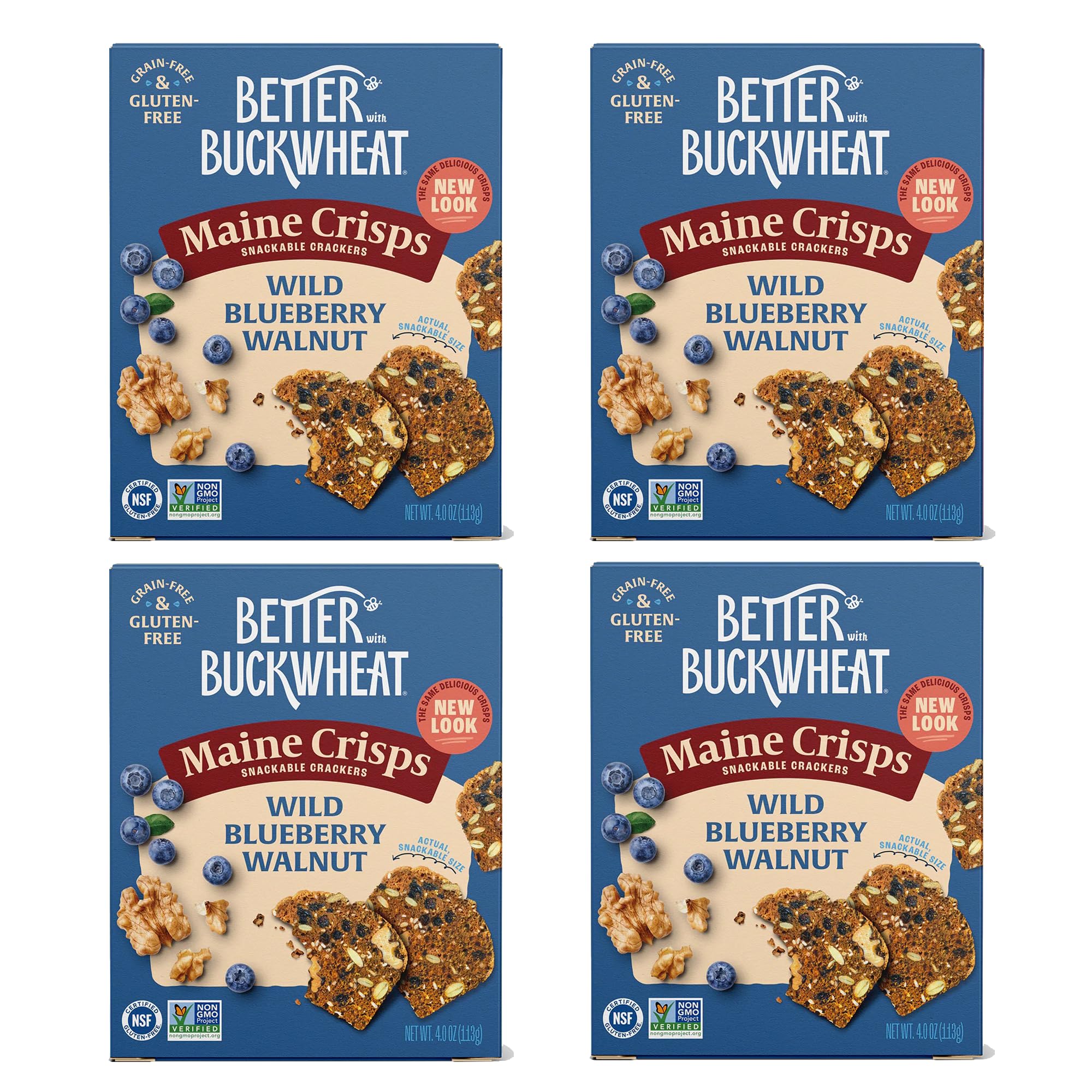Maine Crisp Wild Blueberry Crisps - Gluten-Free Crackers With Blueberries, California Walnuts & Rosemary - Delicious Snack Crackers for Cheese Board