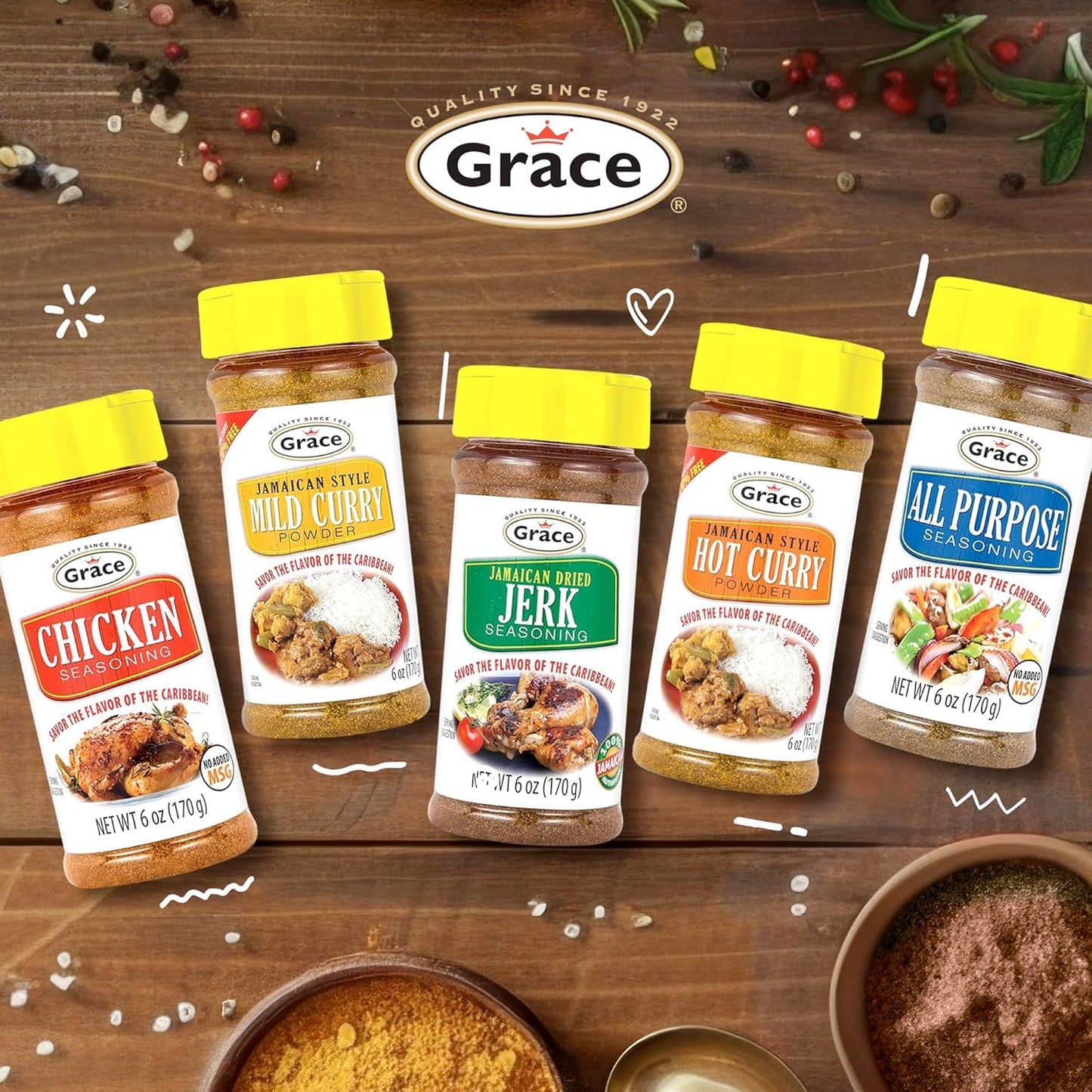 Grace All Purpose Seasoning 6oz - 2 Pack - All Spices for Cooking - A Complete Veggie Blend - The Best Jamaican Mediterranean Seasoning For Cooking