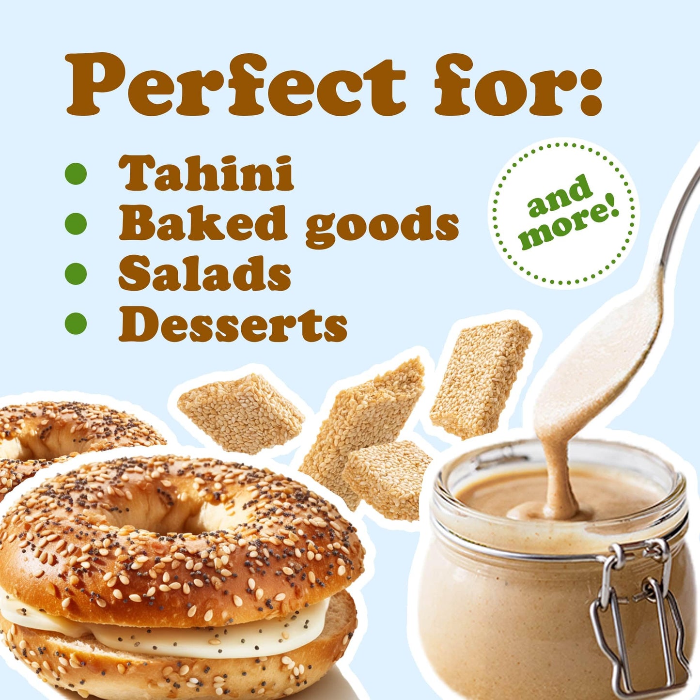 Hulled Sesame Seeds, 18 Pounds - Non-GMO Verified, Whole Raw White Sesame Seeds, Kosher and Vegan, Unroasted, Bulk Sesame. High in Magnesium, Iron