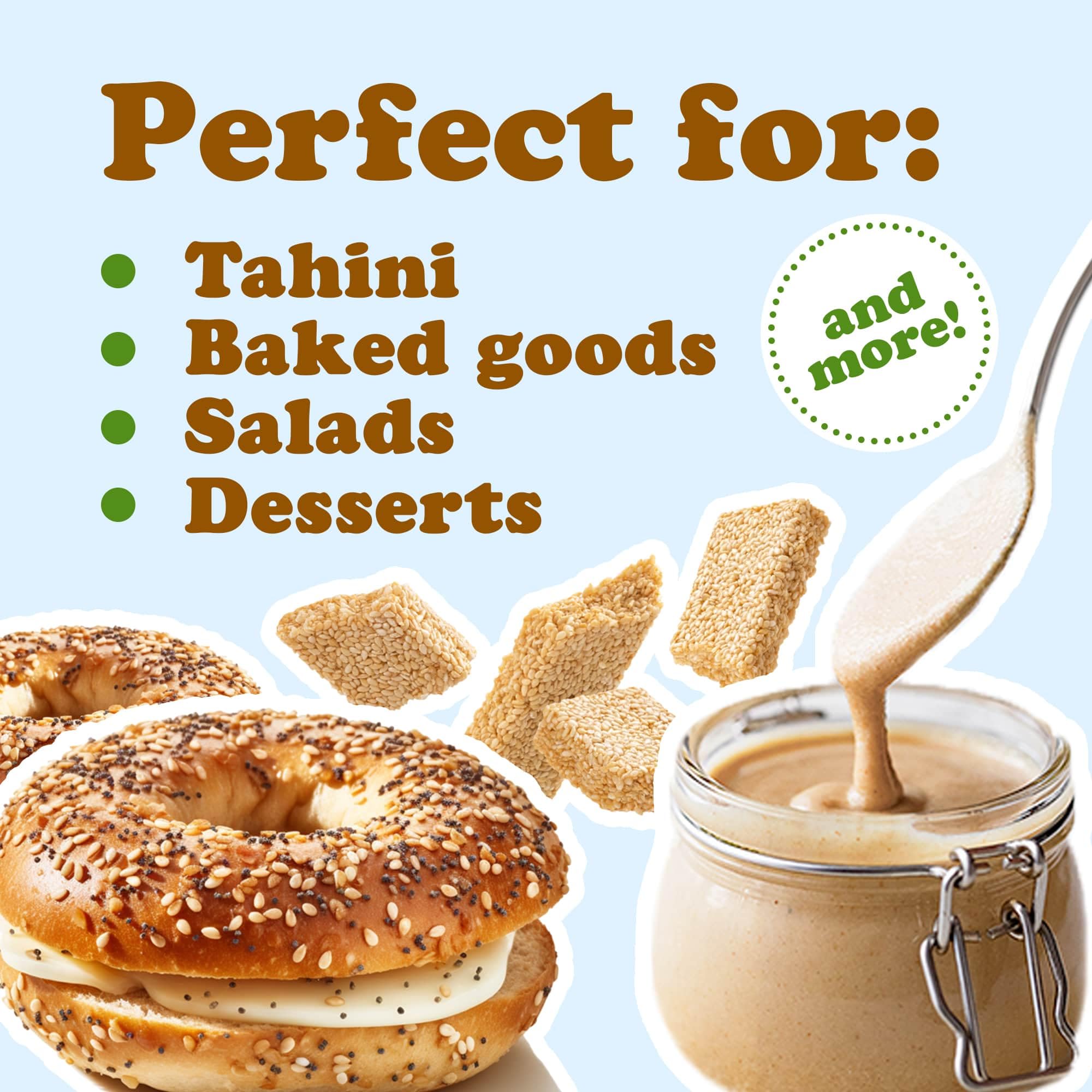 Hulled Sesame Seeds, 18 Pounds - Non-GMO Verified, Whole Raw White Sesame Seeds, Kosher and Vegan, Unroasted, Bulk Sesame. High in Magnesium, Iron