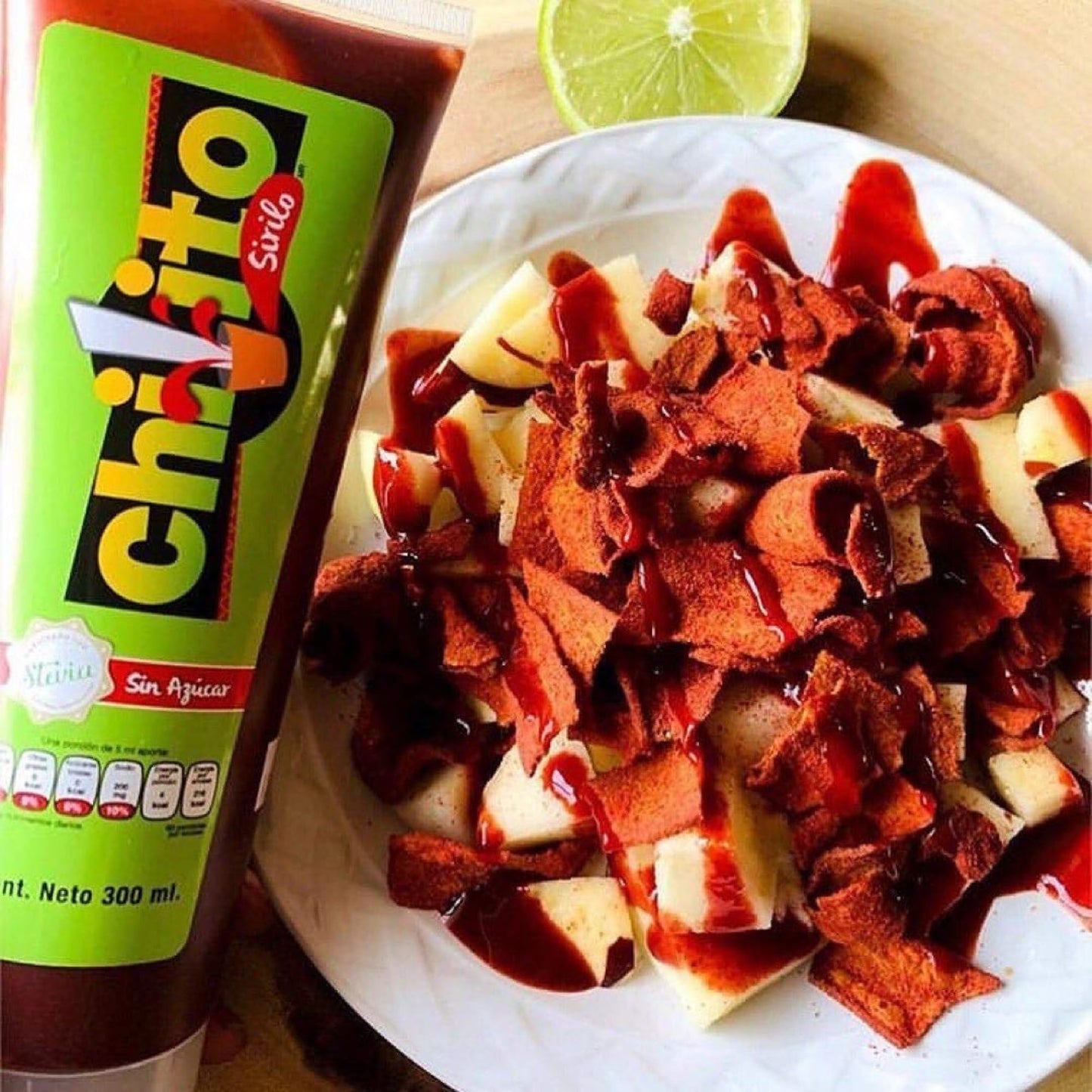 Chilito Sirilo Chamoy Sauce for Fruit 300ml (10.1 fl oz) with Stevia, Sugar Free Mexican Chamoy, Sweet Spicy Fruit Topping, Keto Friendly Dulce
