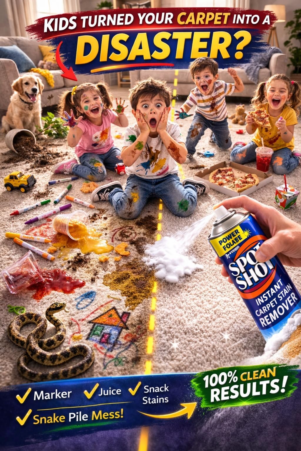 Spot Shot Carpet Stain Remover Spray - Powerful Cleaner for Carpet, Upholstery & Rugs- Removes Pet Odors, Coffee, Wine, Grease- Foam Aerosol (3 Pk)