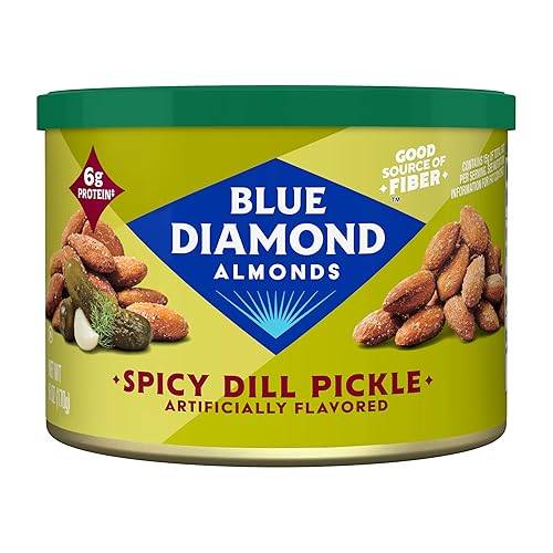 Blue Diamond Almonds Spicy Dill Pickle Flavored Snack Nuts, 6 Oz Resealable Can (Pack of 1)