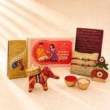 LOVENSPIRE Designer Ganesha Rakhi Gift Hamper for Brother & Bhabhi - Includes 2 Adjustable Rakhi Bracelets, Decorative Haldi Kumkum Holder
