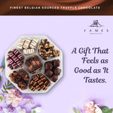 Fames Chocolates Gourmet Gift Box - Belgian Truffle Chocolate Assortment - Dairy Free, Kosher Chocolate with Caramel, Hazelnut, Crunch Nutty, Fudgy