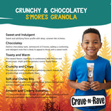 Crave-N-Rave TIMBR S'mores Granola Clusters, 1 oz, 20 Count - Whole Grain, Nut-Free Granola Smores Snack Packs for School, Office, Hiking