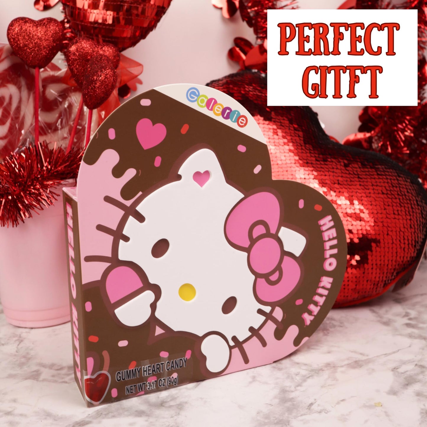 Hello Kitty Valentine's Day Gift Box, Fruit Punch Flavored Gummies Inside, Individually Wrapped Pieces, 3.17 Ounces