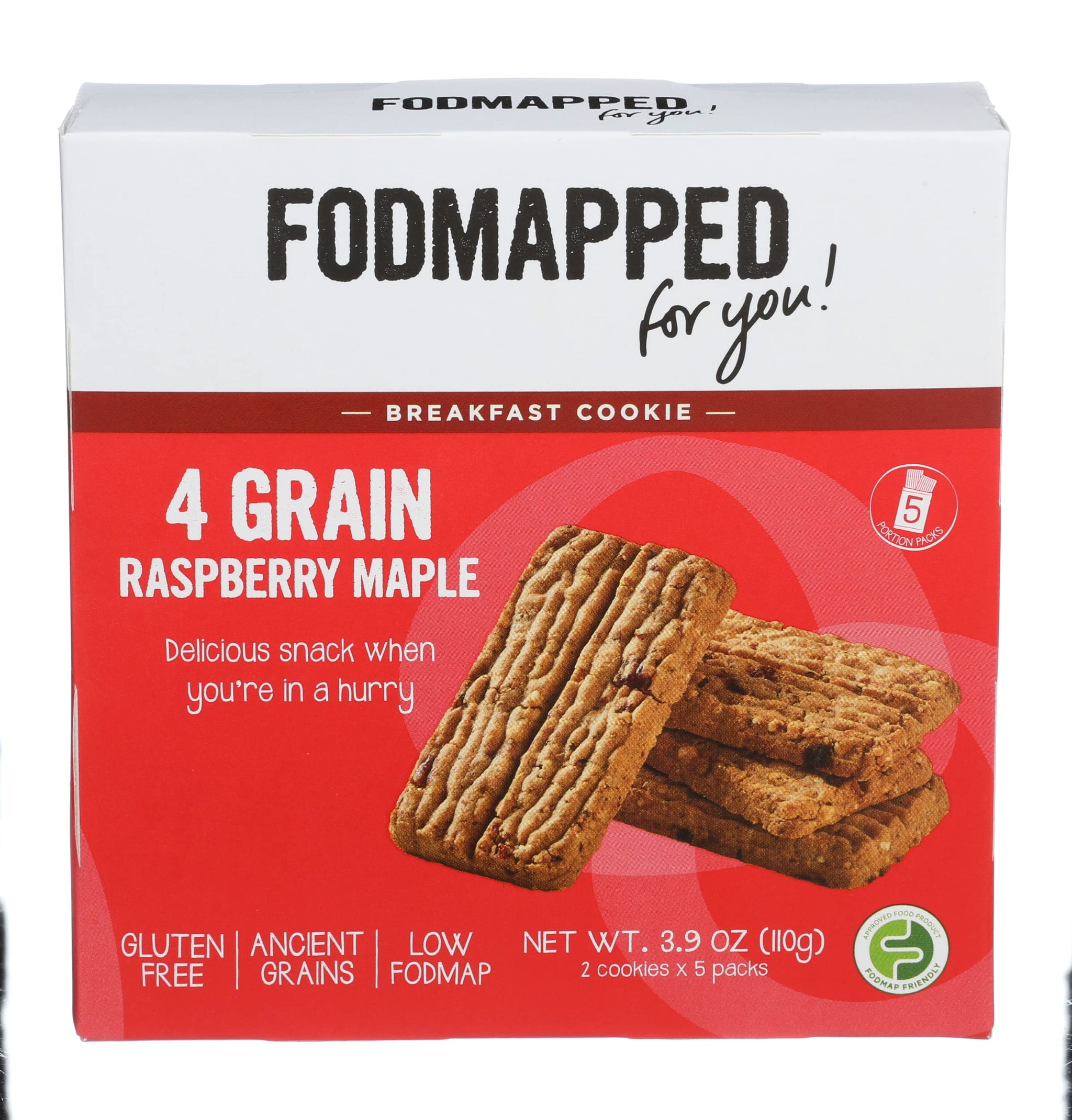 FODMAPPED FOR YOU Raspberry Maple 4 Grain Breakfast Cookies, 3.9 OZ