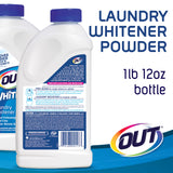 OUT White Brite Laundry Whitener Powder, Stain Remover Detergent Booster for Clothes, Removes Red Clay and Rust Stains on White Clothing and Uniforms