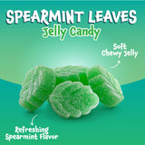 Spearmint Leaves Jelly Candy - 2 Pound Bulk Pack - Classic Spearmint Jelly Candy with Soft Chewy Texture - Leaf Shaped Mint Jellies for Buffets