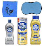 BAR KEEPERS FRIEND Cleanser Trio - Mega Bundle (21 Oz Cleanser and Polish Powder | 26 Oz Liquid Soft Cleanser | 13 Oz Cooktop Cleaner) Plus 1 Foxtrot